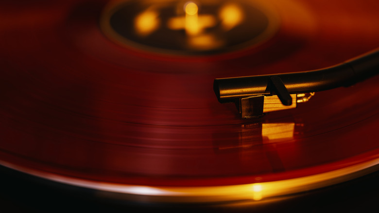 vinyl recorder with a red record