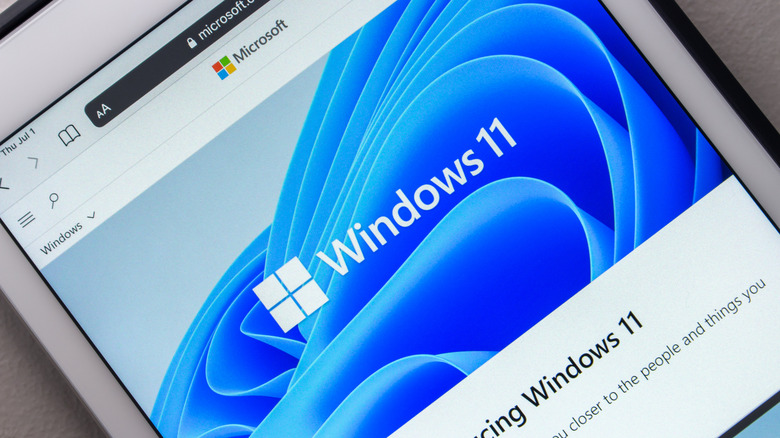The Windows 11 logo on a tablet