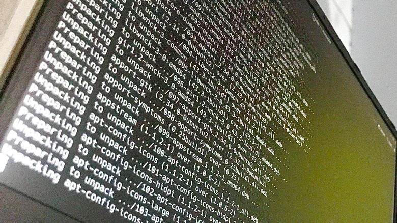 Linux terminal running on a laptop