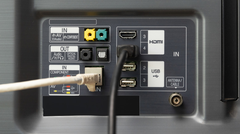 Back of a TV showing the port selection