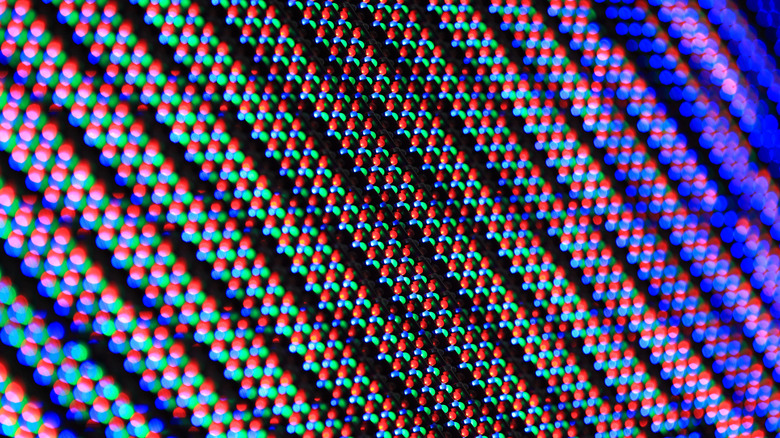 Zoomed in shot of an LED monitor panel