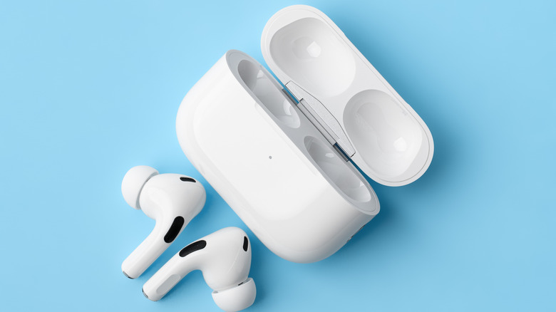AirPods Pro out of the case with the case open