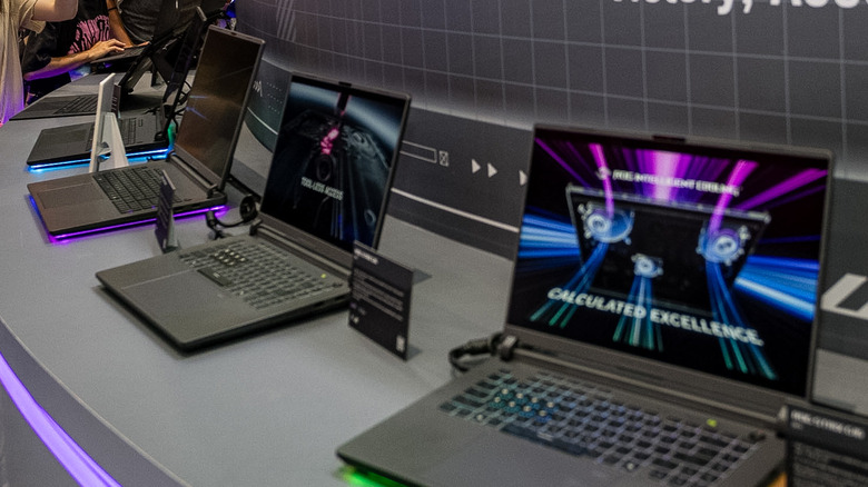 Asus ROG Strix gaming laptop showcase at an event