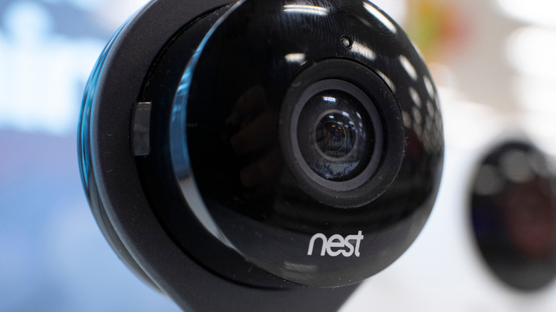 Black Google Nest camera close up