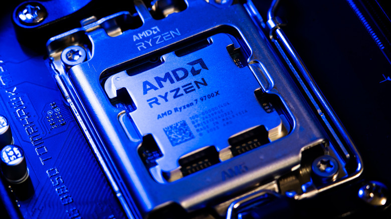 AMD Ryzen 7 9700X inserted into motherboard socket