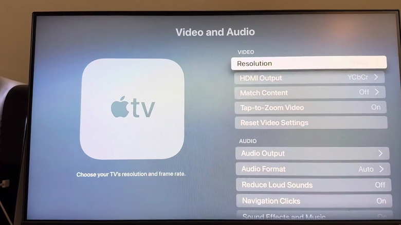 video and audio settings on apple tv