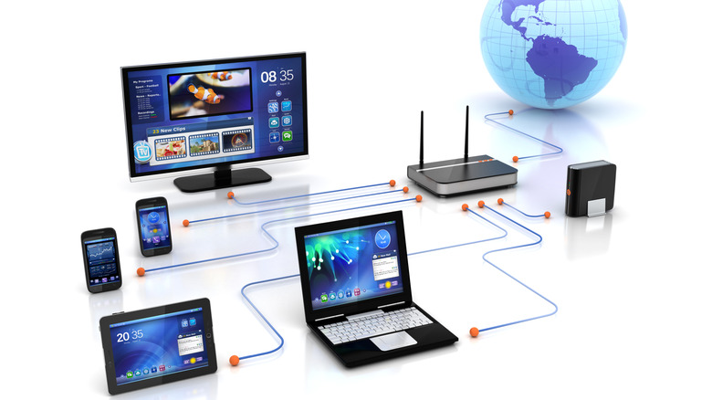 An illustration showing how internet connectivity works