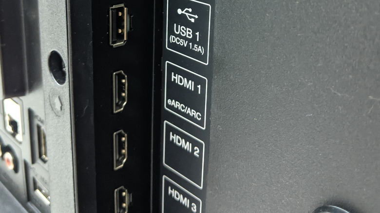 HDMI ports, including eARC and ARC, on the back side of smart TV
