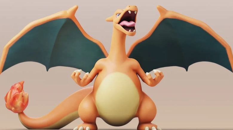 Charizard on a light brown background