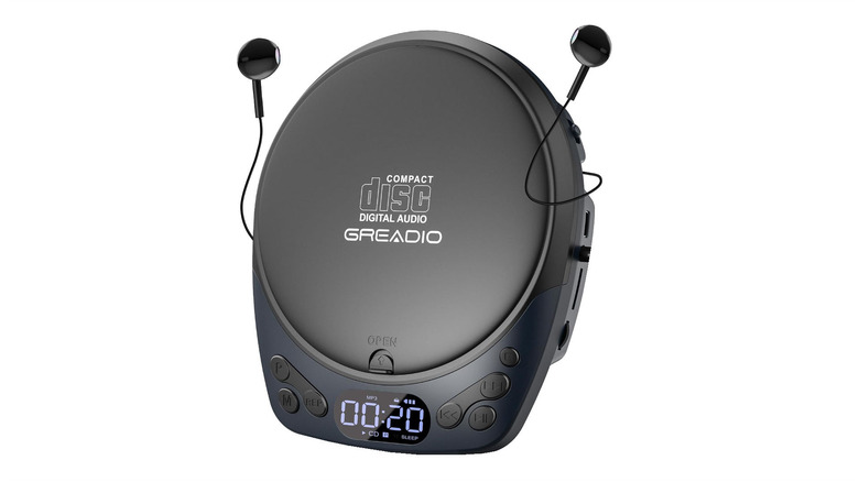The Greadio Discman portable music player against a white background