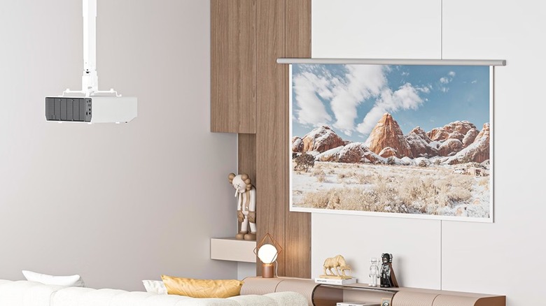 A white Wali Universal 3-in-1 Projector Ceiling Wall Mount