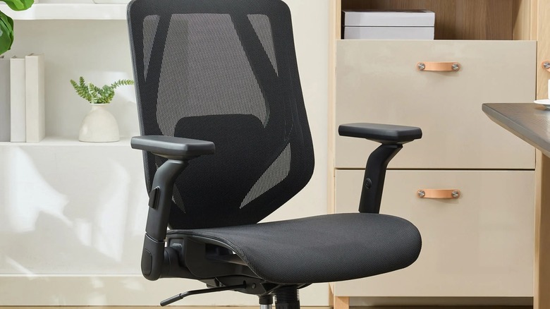 A TrueWellness mesh chair in an office.