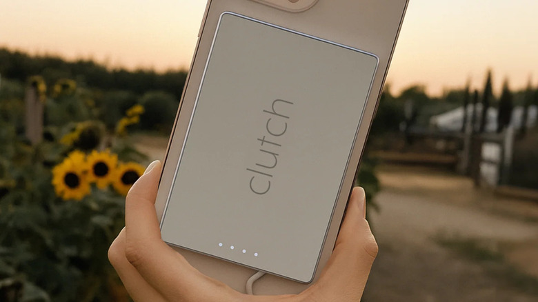 Clutch Pro Portable Charger connected to iPhone