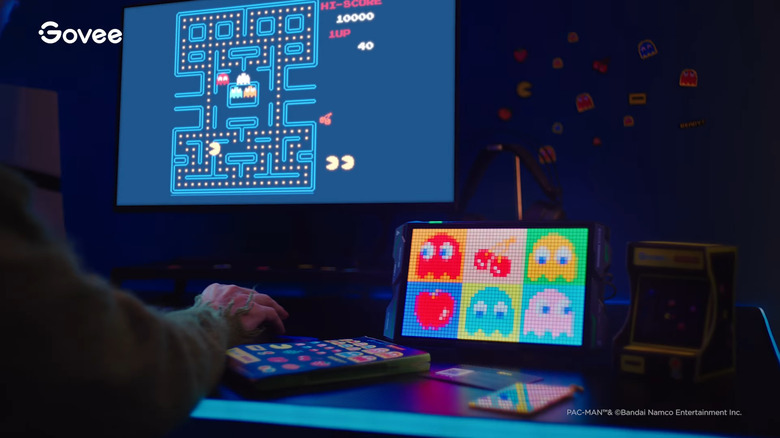 Govee Gaming Pixel Light displaying PacMan ghosts and fruits
