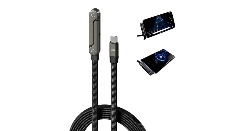 2-in-1 240W Invisible Stand Charging Cable with Foldable Phone Stand