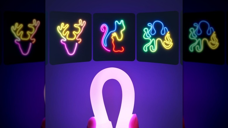 Various patterns made with Govee neon light ropes.
