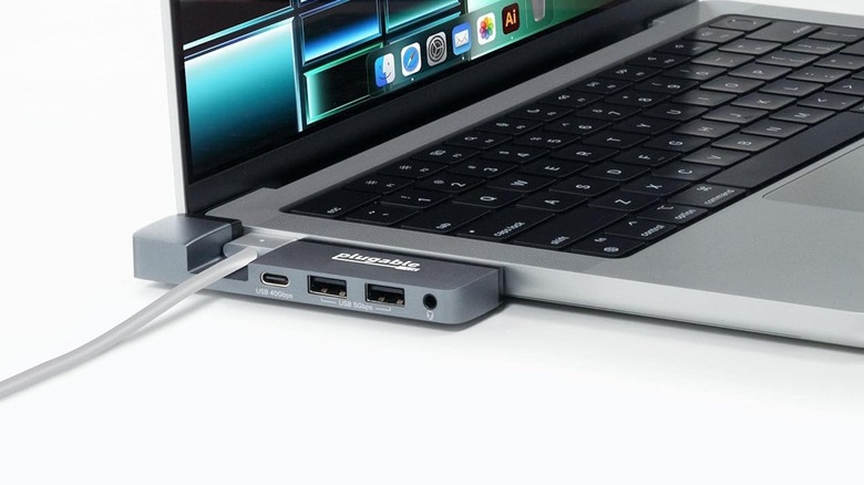 Plugable 5-in-1 USB-C Hub in a MacBook