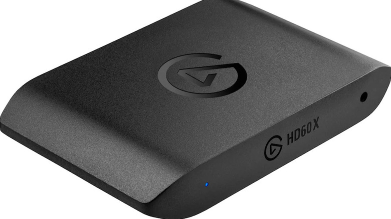 The Elgato's HD60 X in front of a white background