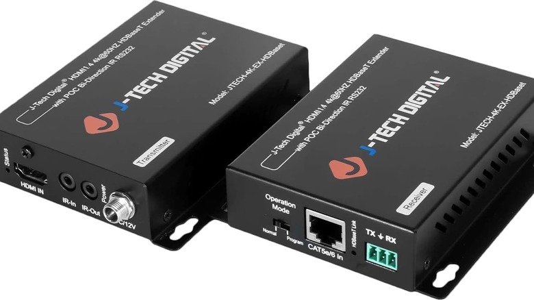 Two HDMI extender with the J-Tech Digital logo on top.