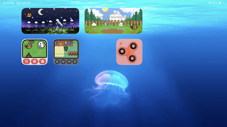 Pixel Pals sample widgets on iPad Home Screen