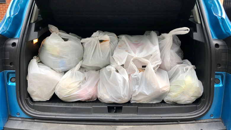 Car trunk full of shopping bags