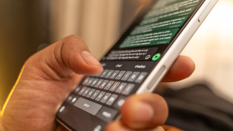 close-up of direct message platform with nondescript writing