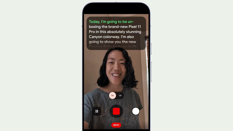 A demo of how the teleprompter in the Pixel 11's new Creator Suite will work