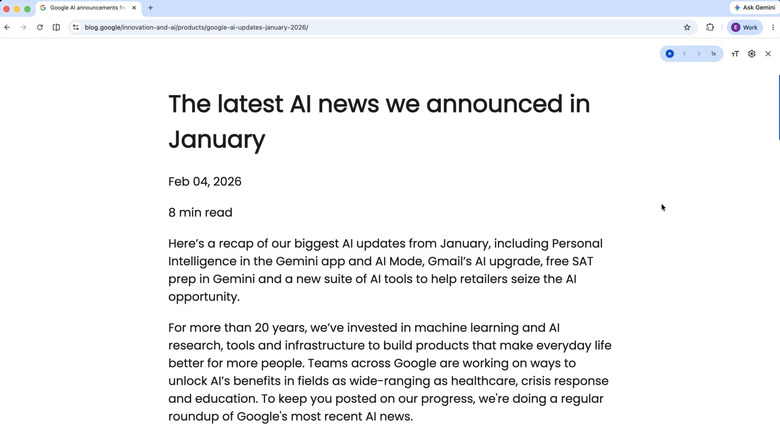 Chrome showing full-screen reading mode