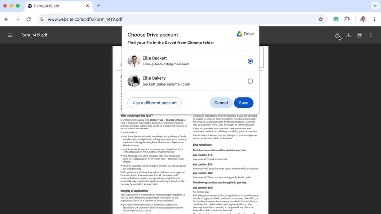 Chrome showing Save to Drive button in PDF viewer