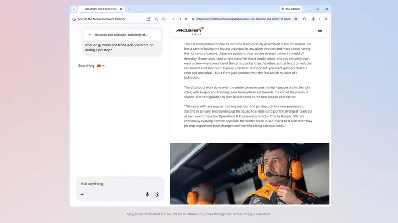 Chrome showing AI Mode side by side with webpage