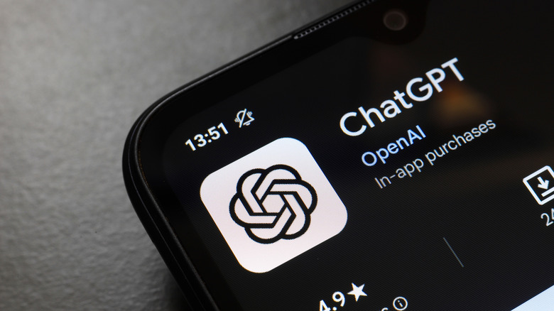 A closeup of a phone on the ChatGPT App Store screen