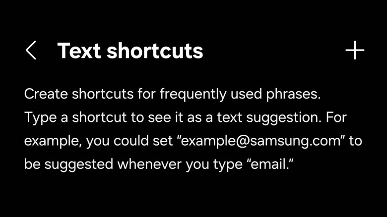 Samsung Keyboard add text shortcuts menu