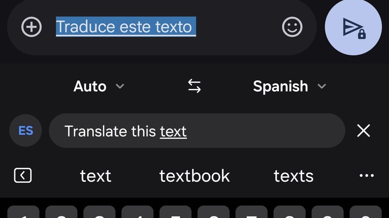Samsung Keyboard translating text in the app.