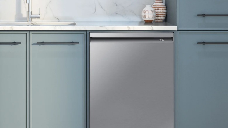 A Samsung smart dishwasher in a kitchen.