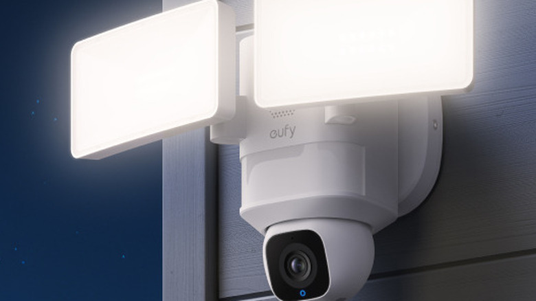 The Eufy Floodlight E30 mounted to the exterior of a house.