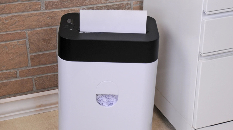 A Royal Micro Cut paper shredder