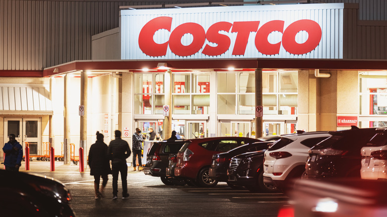 A Costco storefront, logo and doors visible.