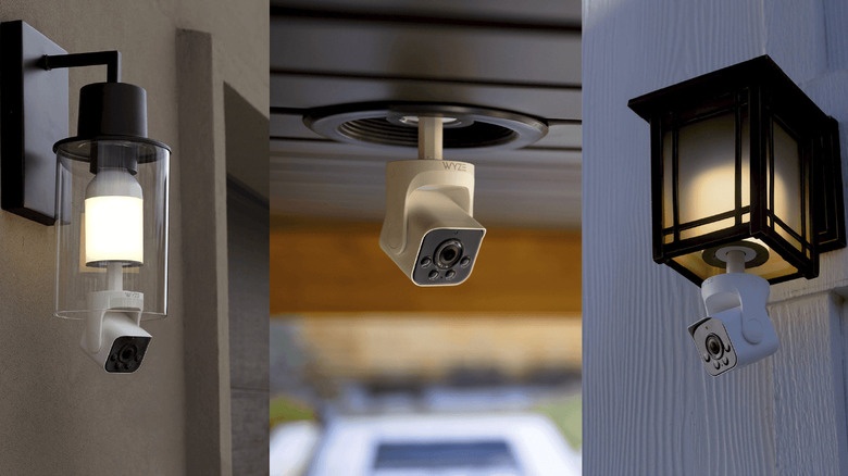 The Wyze 2k Bulb Cam is depicted in three different settings.