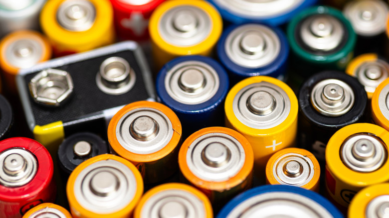 Top view of an assortment of batteries