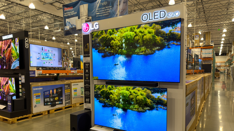 LG OLED TVs on display at Costco.