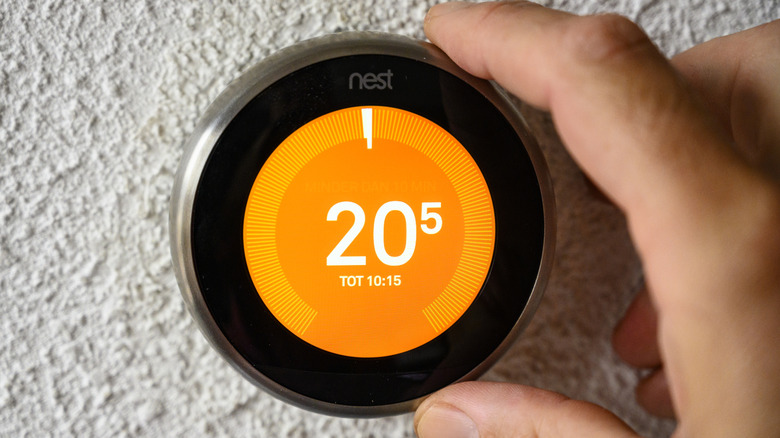 A Google Nest smart thermostat