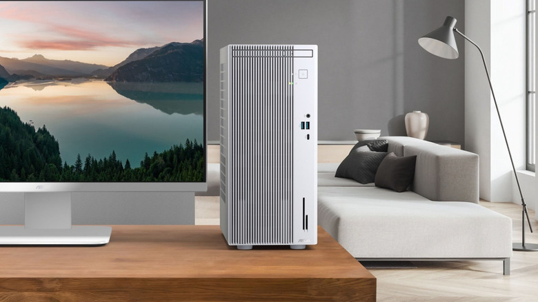 The ASUS V500 Mini Tower on a living room table