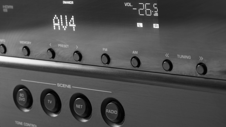 The front display of an AV receiver.