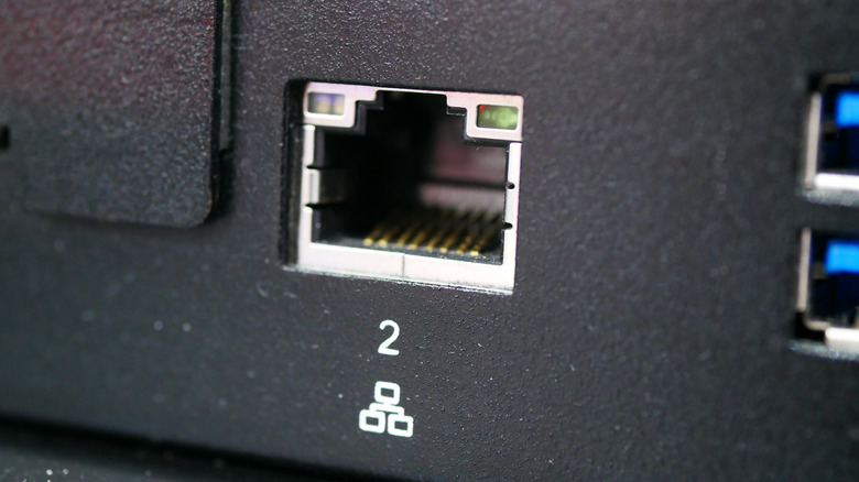 An Ethernet port on an unspecified device.