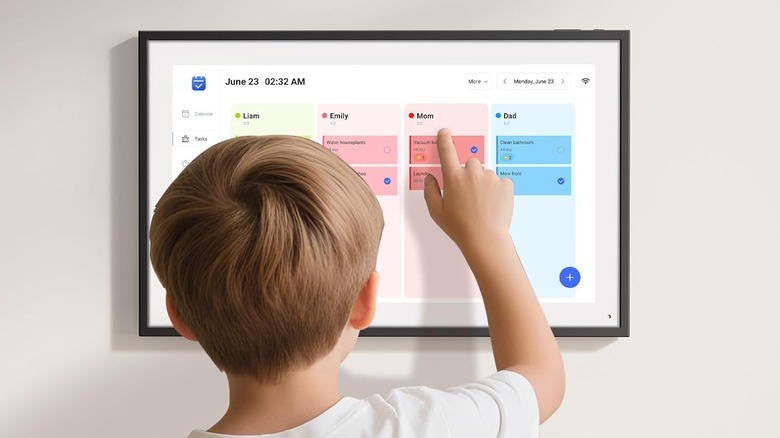 Kid using Loofii Smart Digital Calendar's chore chart