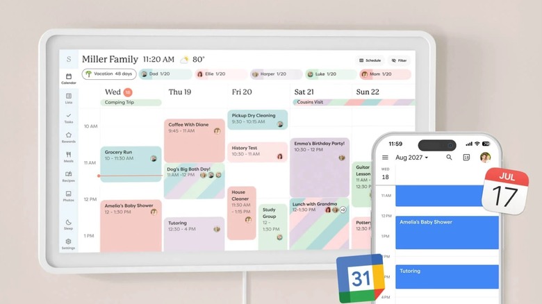 Skylight Calendar 2 showing device calendar and syncing with mobile calendar