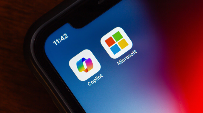 Copilot and Microsoft app icons on an iPhone