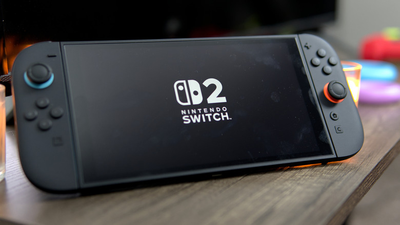 A Nintendo Switch 2 console on a table.