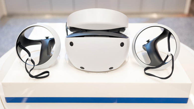 A PSVR 2 headset and controllers