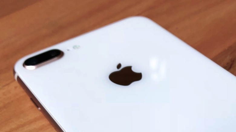Close-up shot of the back of an iPhone 8 Plus